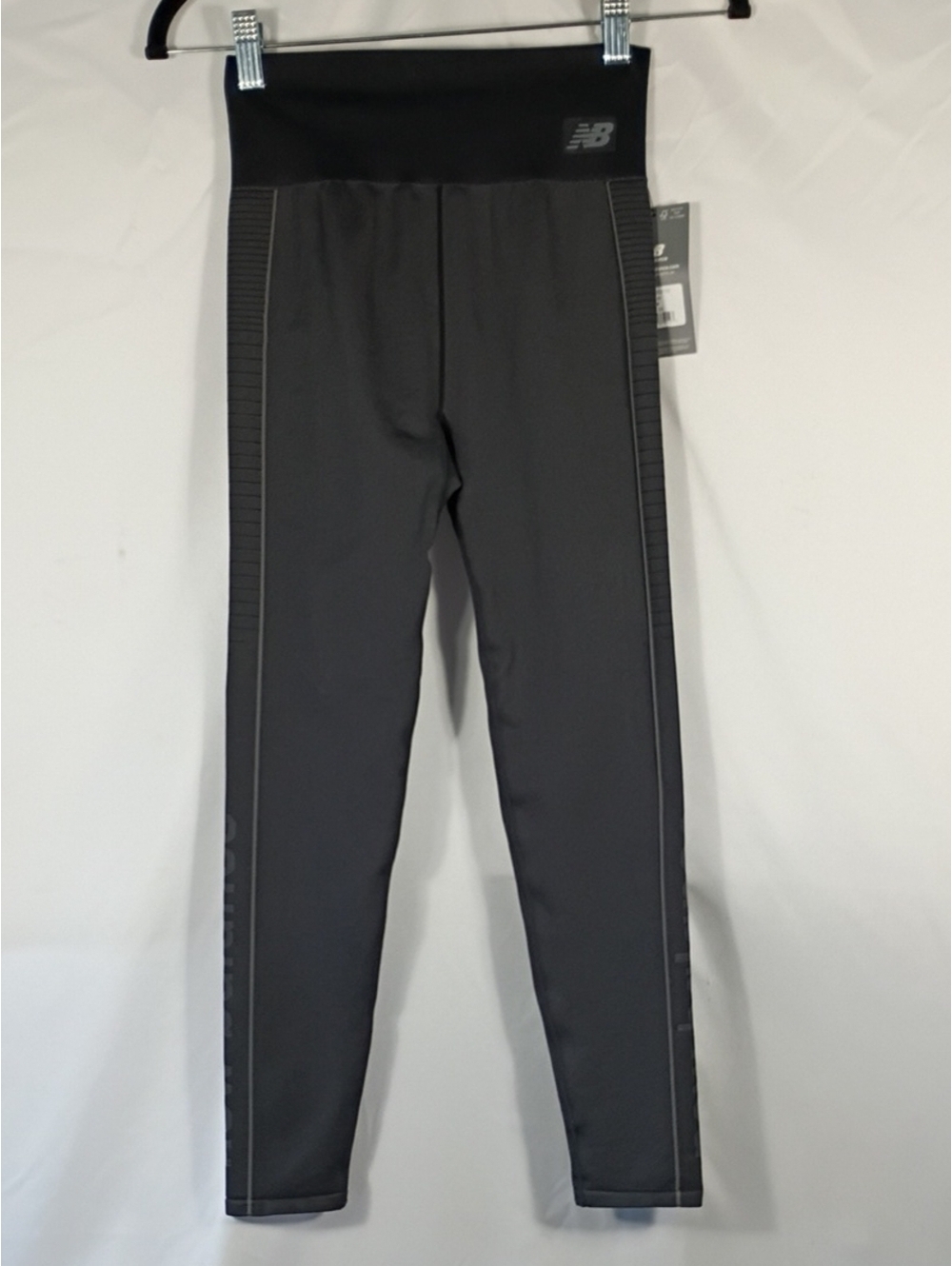 NWT New Balance Black/ Castlerock Logo Seamless Leggings Women's Size Small